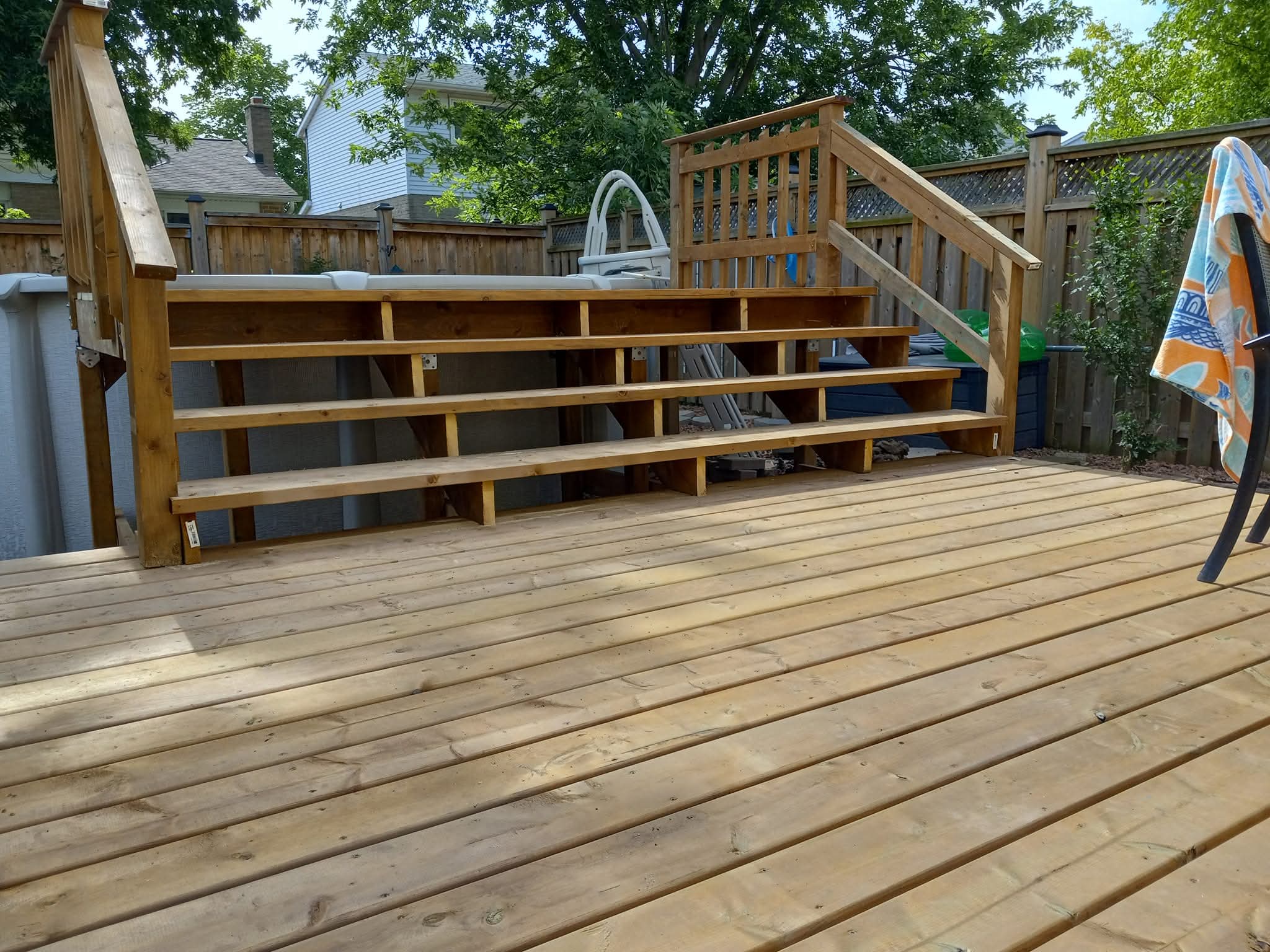 Pool-Side Multi-Level Structural Oasis (Master Decking & Carpentry) completed by Dale in Hamilton Mountain, ON